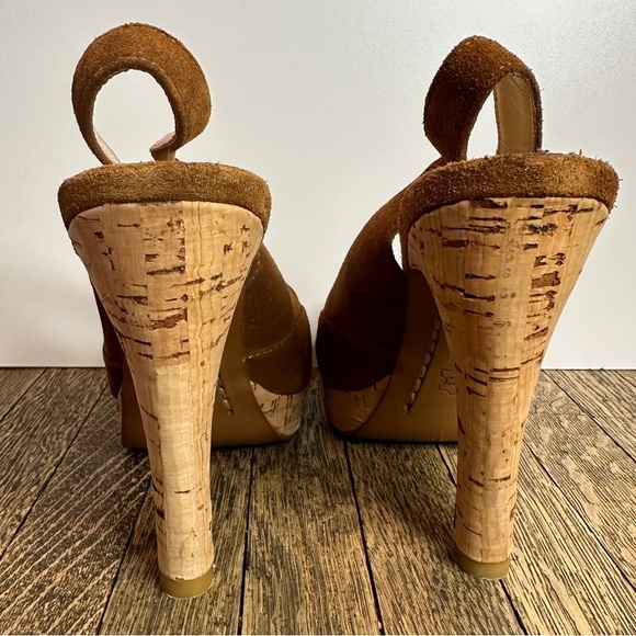 MICHAEL Michael Kors Brown Suede Cork Slingback Heel. - Picture 7 of 10